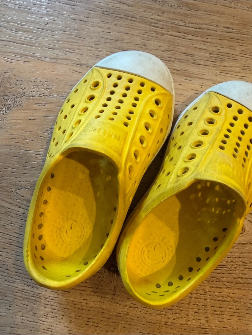 Native Kefferson Kids Slip-On Water Shoes in Yellow with White Toe Caps